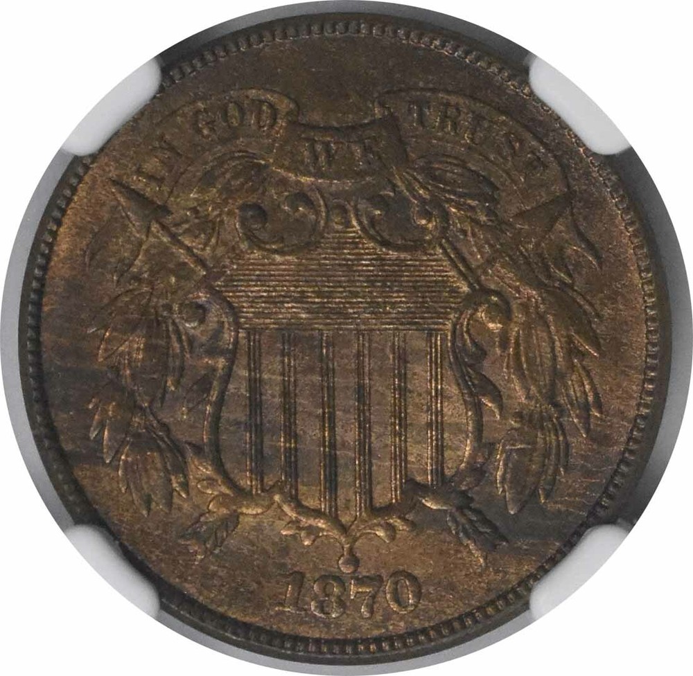 1870 Two Cent Piece MS64RB NGC
