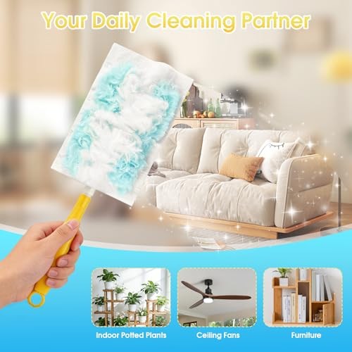 80 Count Disposable Duster Refills for Swiffer with 1 Handle, Microfiber