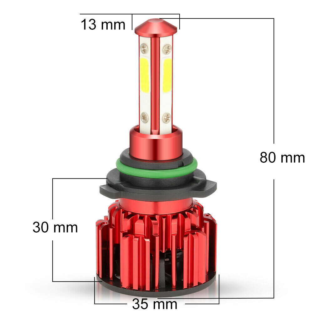 4-Sides 9006 HB4 LED Headlight Bulb Kit High Low Beam White Super Bright 6500K