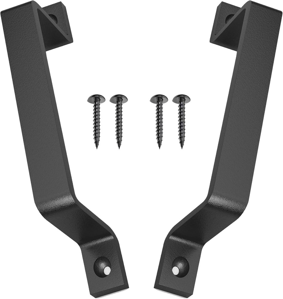 8" Black Iron Pulls for Gates, Sheds - 2 Pack