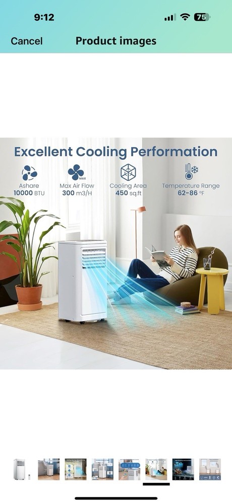 ZAFRO Portable Air Conditioners, 10000 BTU, 3 in 1 Portable AC Unit with Window