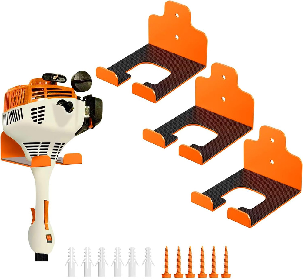 Wall-Mounted Garage Organizer for Garden Tools - 3 Pack (Orange)