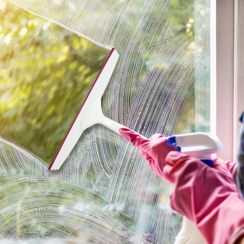 Superio 10" Window Rubber Squeegee with Hanging Loop, 2 pack Red and Grey