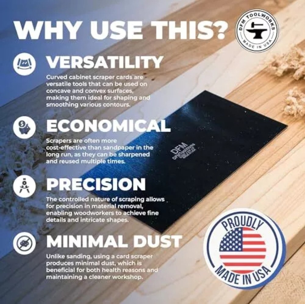 DFM Tool Works Rectangle Card Scraper - Precision Cabinet Multi-use Scraper f...