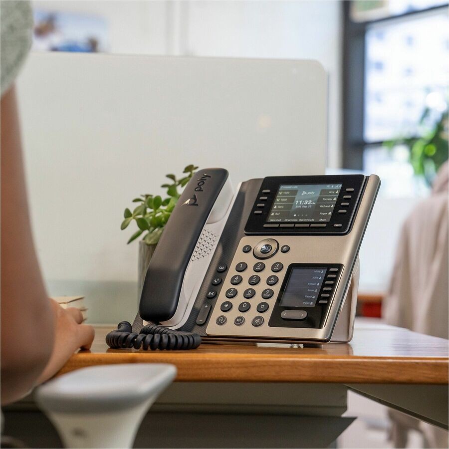 Poly Edge E400 Corded Desktop IP Phone Black TAA 89B54AA