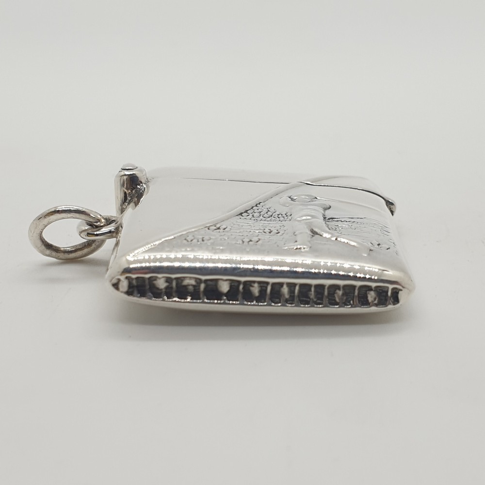 Sterling Silver Vesta Case Match Holder Golf Scene