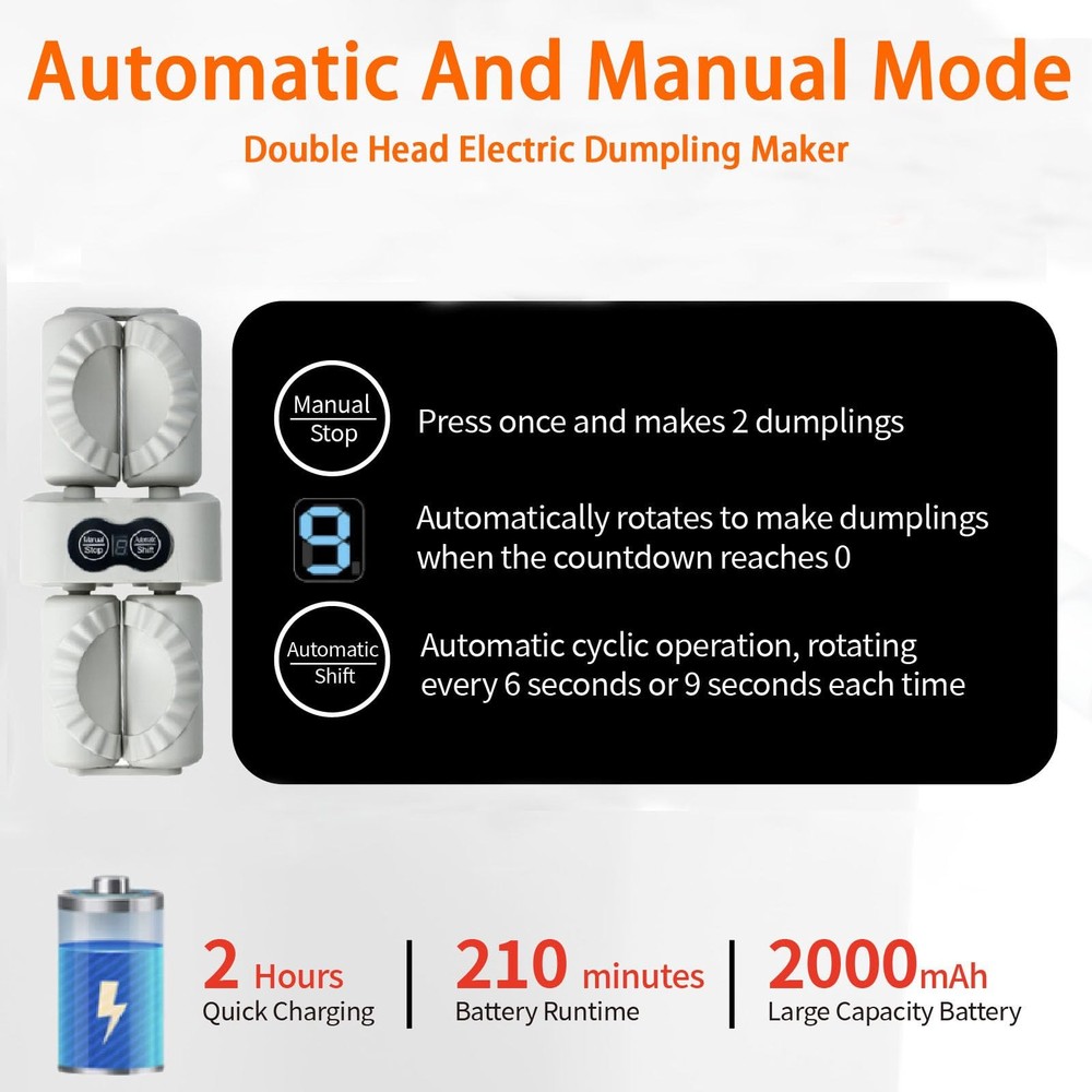 Electric Dumpling Maker Machine, Double Head Automatic Electric Dumpling Mach...