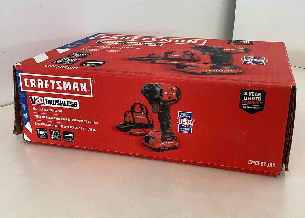 CRAFTSMAN V20 Max Variable Speed Brushless 1/4” Cordless Impact Driver CMCF820D2