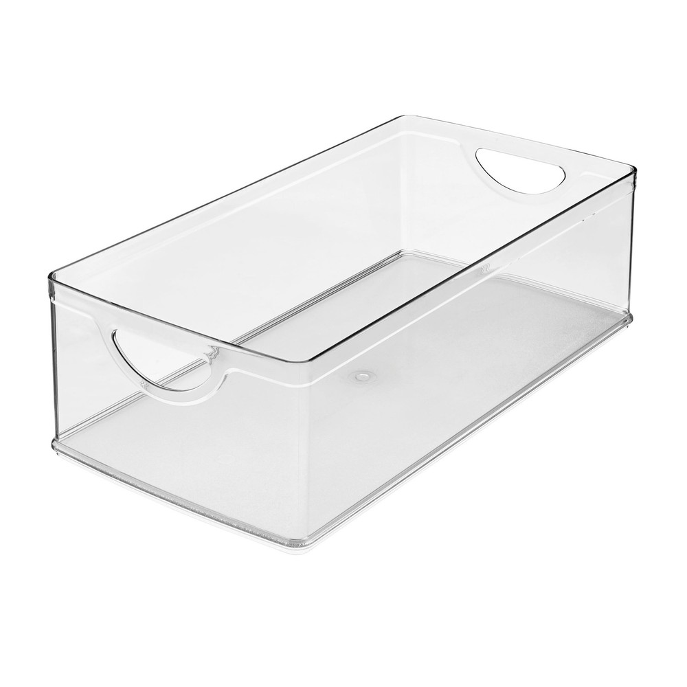 iDesign Stackable Clear Plastic Extra Long Storage Bin, Large,