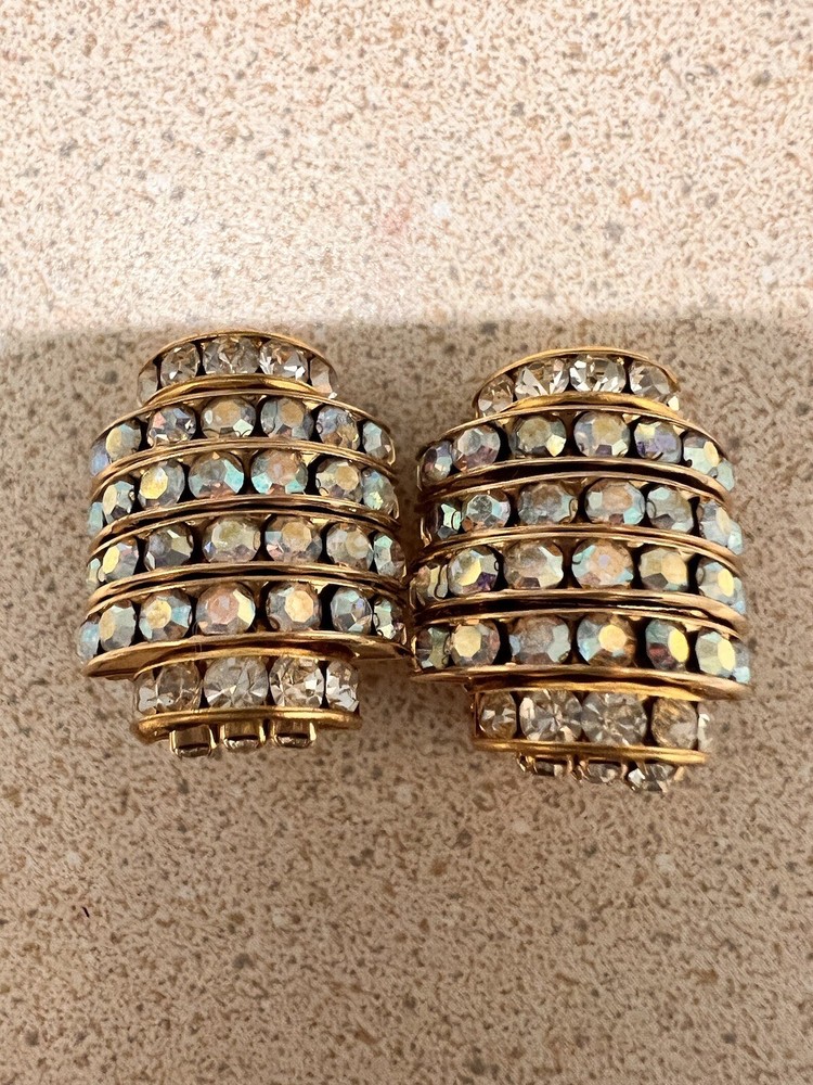 VTG Aurora Borealis Clip On Earrings