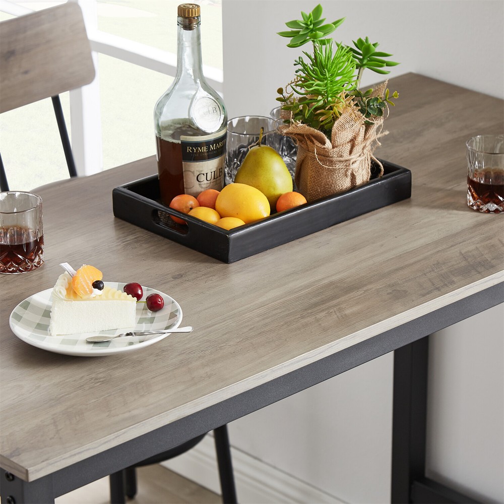 5 Piece Bar Table Set Counter Height Kitchen Pub Table with 4 Bar Stools US