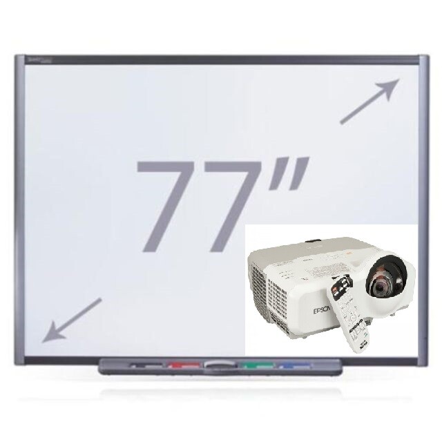 77" SB680 INTERACTIVE SMART BOARD & EPSON SHORT THROW PROJECTOR COMPLETE