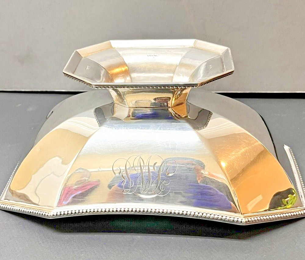 Gorham Sterling Silver Footed Bowl Monogrammed 560.3 Gr. #121 Rectangular Bowl