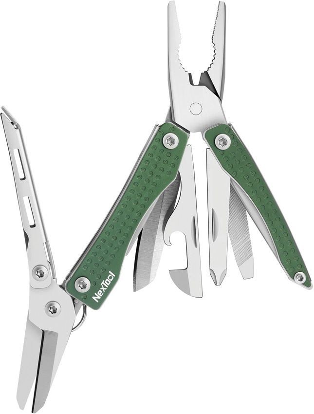 NexTool Mini Flagship Multitool Essential Tools w/Green Stainless Steel Handles