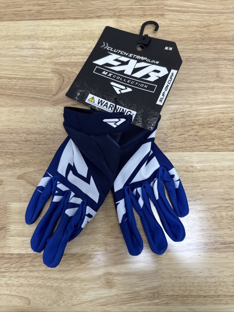 FXR Clutch Strap MX Gloves Navy/White Medium