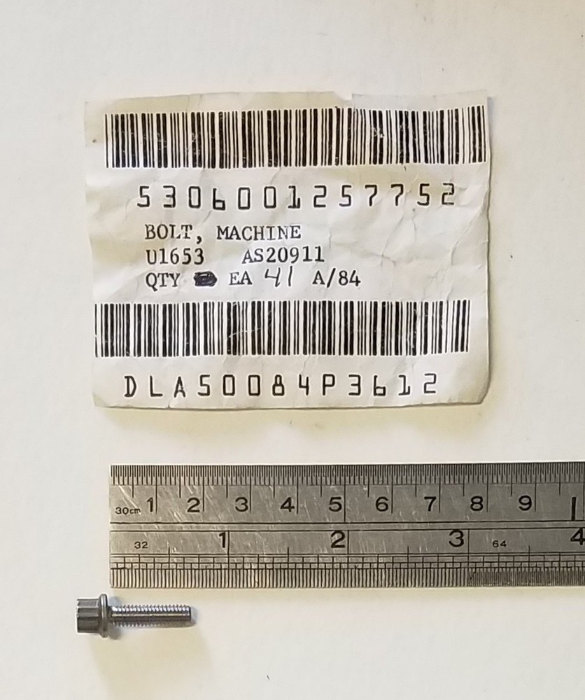 Rolls-Royce Bolt AS20911, 12 Pt apprx.  10-32 X 3/4", 5306-00-125-7752, 41 Pcs.