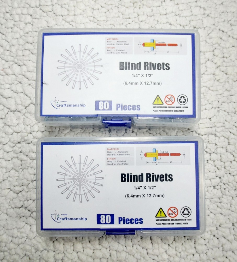 Blind Rivets 1/4" ×1/2" Aluminum 80 Pieces 2 Boxes