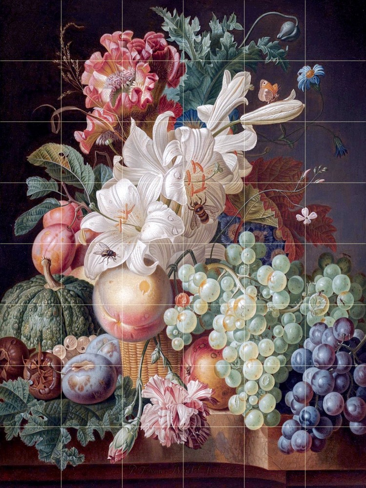 STILL LIFE WITH LILIES Tile Mural Kitchen Bathroom Wall Backsplash 25.5x34
