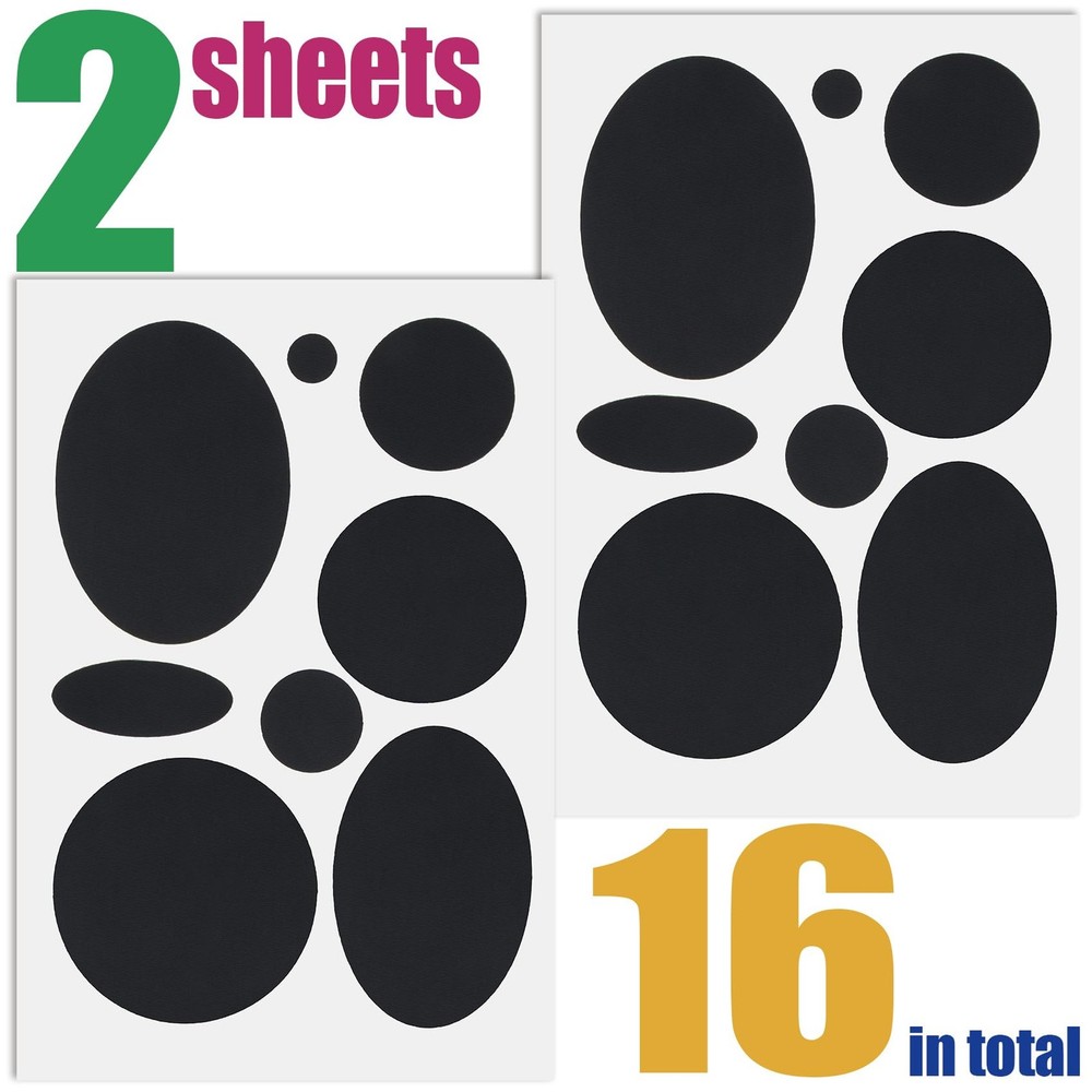 Pndeyo 16pcs Puffer Down Jacket Repair Patch Kit, Black Mixed Size,