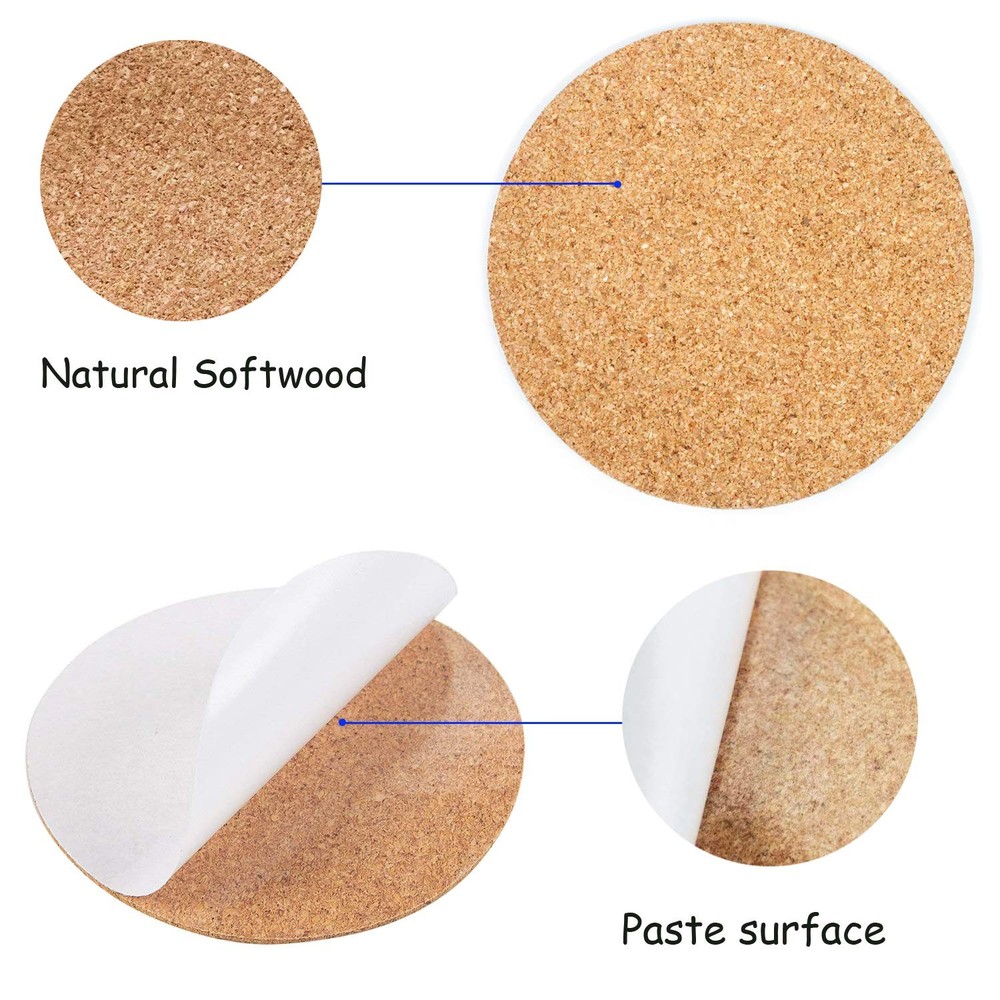 70 Pack Self Adhesive Cork Rounds for Crafts
