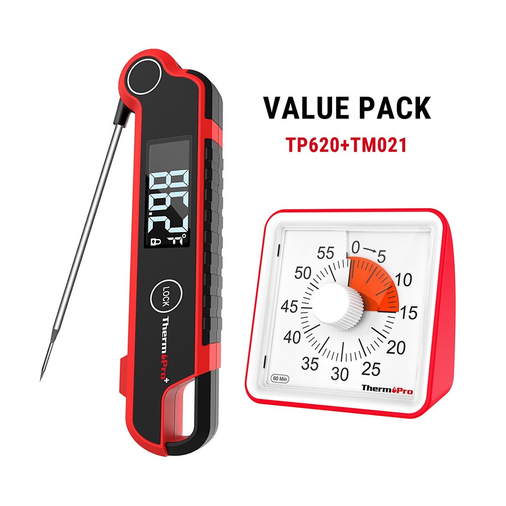ThermoPro TP620 Instant Read Thermometer + TM021 Visual Timer Bundle Kitchen Set