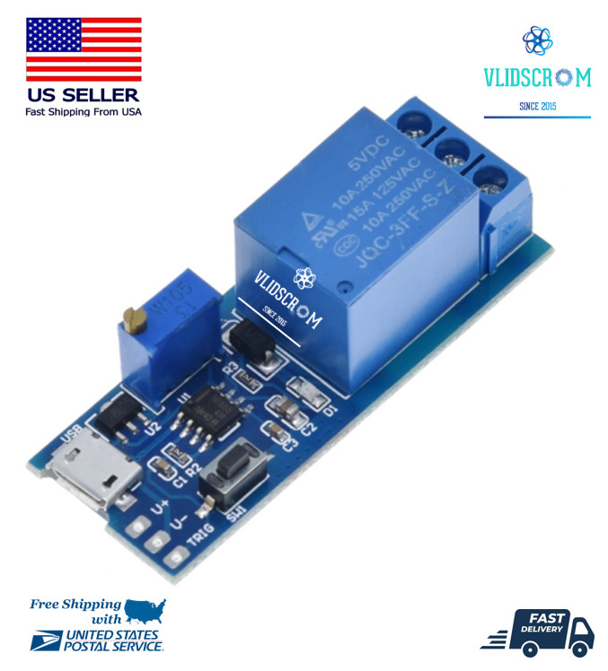 DC 5V-30V Delay Relay Timer Module Micro USB Adjustable Trigger Switch