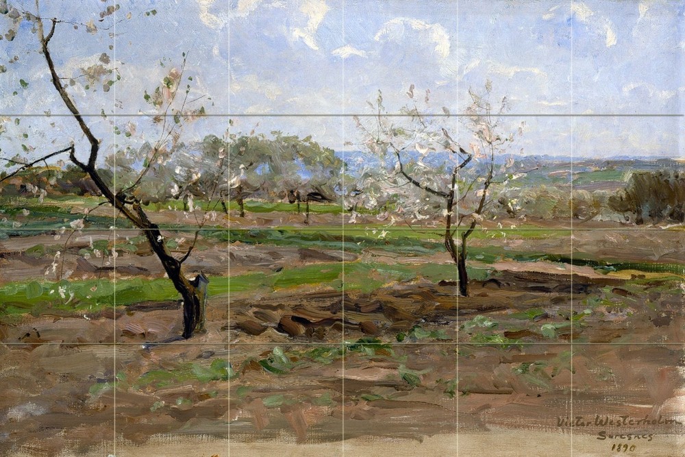 Flowering fruit trees Tile Mural Kitchen Bathroom Wall Backsplash 25.5x17