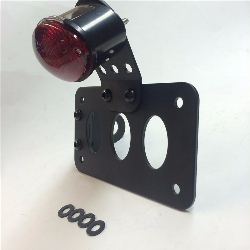Black Horizontal Vertical Side Mount License Plate Bracket Taillight For Harley
