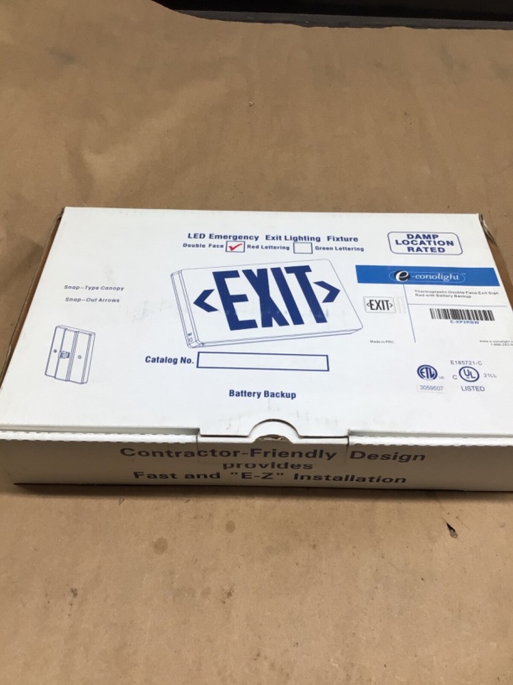 E-CONOLIGHT E-XP2RBW LED EMERGENCY EXIT LIGHTING SIGN FIXTURE #4006F266