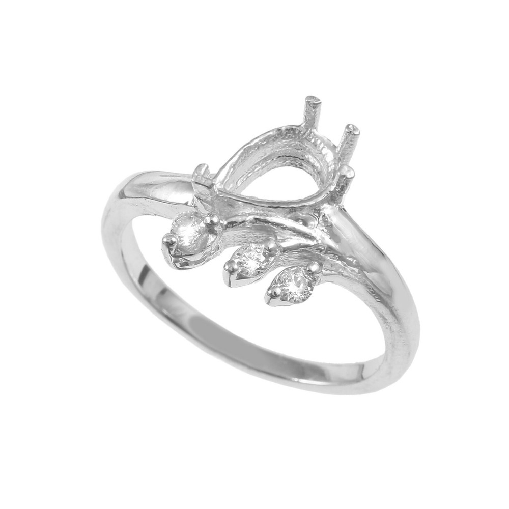 925 Sterling Silver Ring Stone Setting Size 6X8 MM Pear Shape Engagement Ring