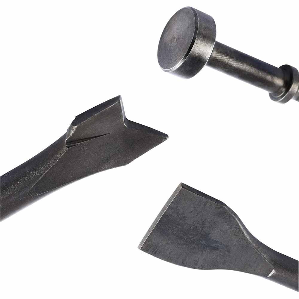9Pcs Pneumatic Air Hammer Punch Chipping Bits Tool Chisel 0.39In Shank Tool Set