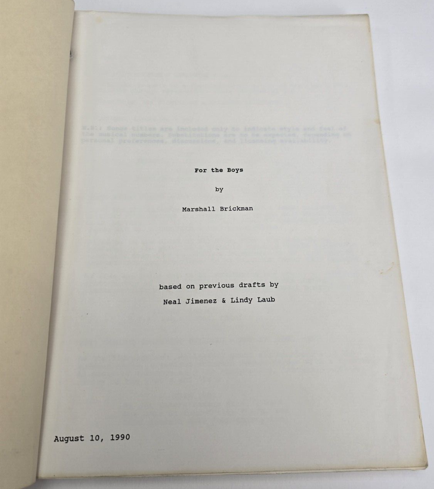 FOR THE BOYS / Marshall Brickman 1990 Screenplay, Bette Midler & James Caan