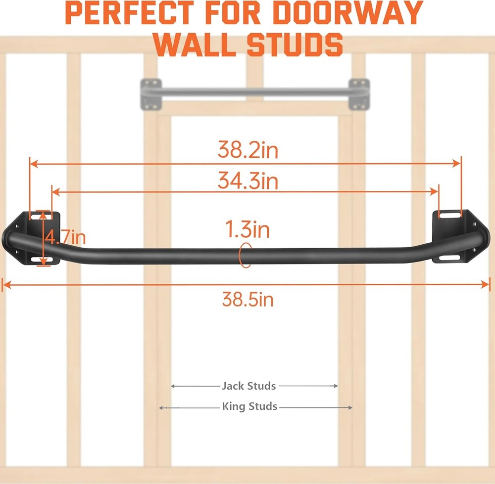 Pull Up Bar Wall Mounted-Heavy Duty Joist Mounted Pull Up Bar-Premium Strength T