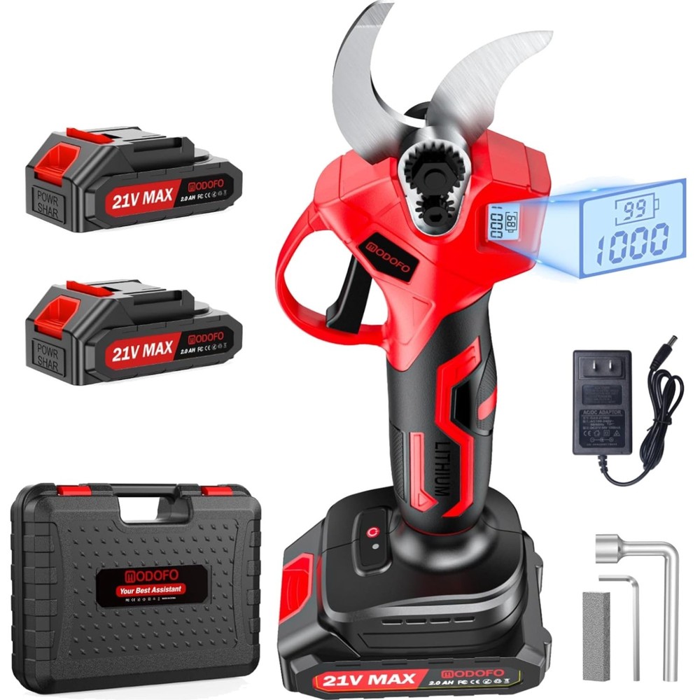 Electric Pruning Shears Cordless 1.4 inch Power Pruner with LCD Display