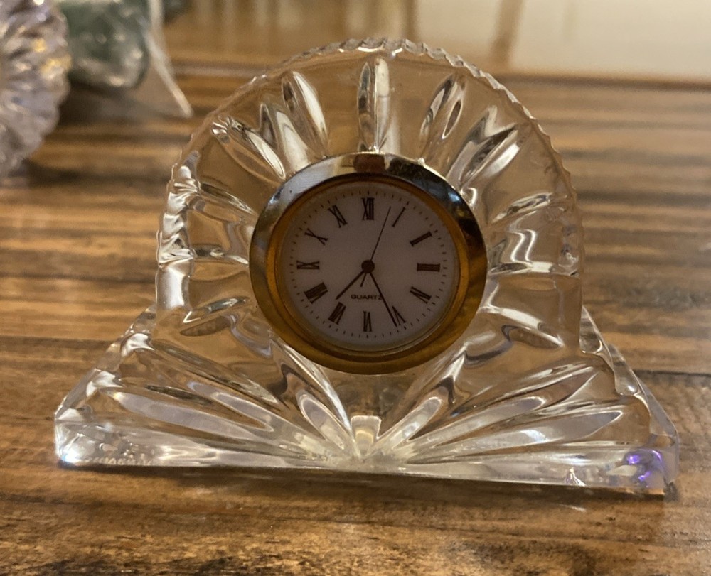 Vintage Crystal Clear Glass Clock Untested