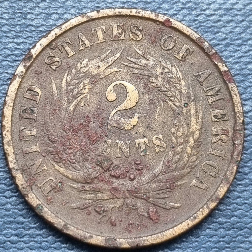 1866 Two Cent Piece 2c Circulated Details #94037