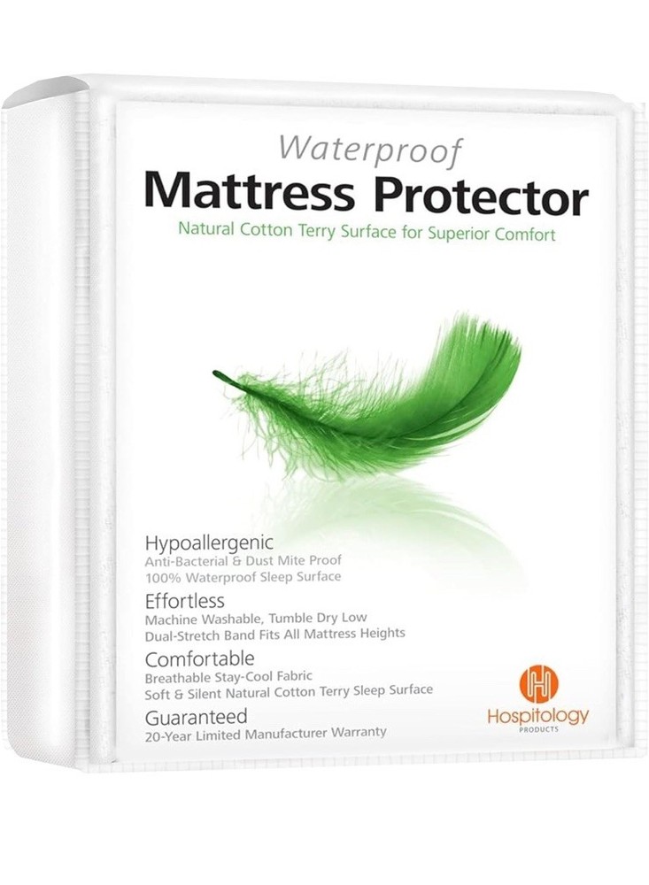HOSPITOLOGY WATERPROOF MATTRESS PROTECTOR COTTON KING NEW