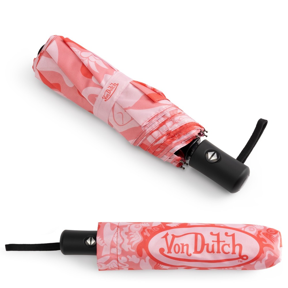 Von Dutch Pink Camo Compact Automatic Umbrella, Strong & Portable