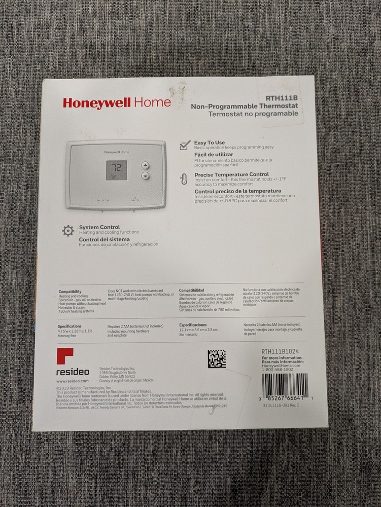 Honeywell Home RTH111B Non-Programmable Thermostat.