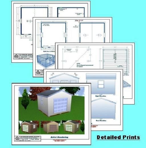 14x14 Storage Shed Plans Package, Blueprints, Material List & Instructions