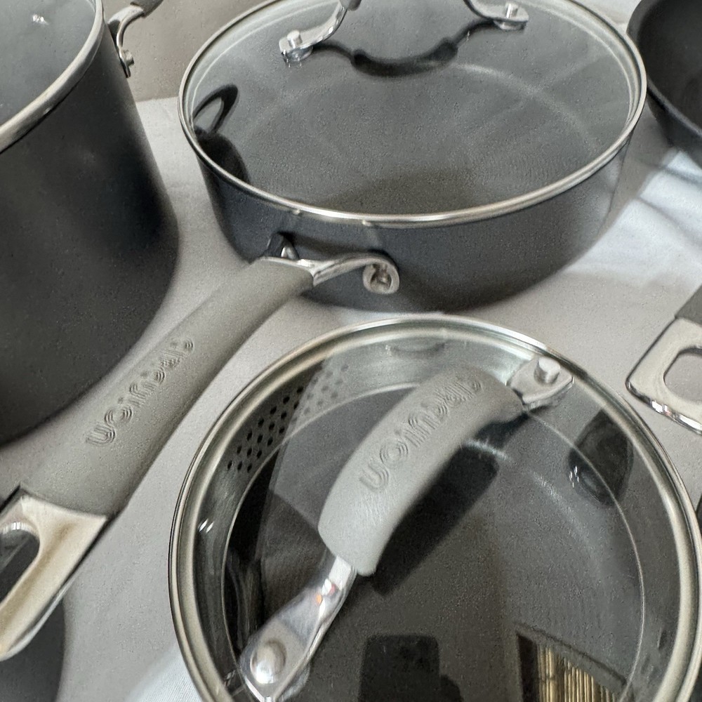 Complete Circulon Elementum 10pc Hard-Anodized Nonstick Cookware Set Silver MINT