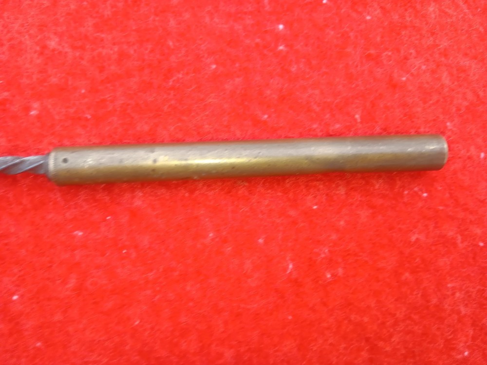 Antique brass push drill spiral drill, spring inside Brass handle Unmarked Maker