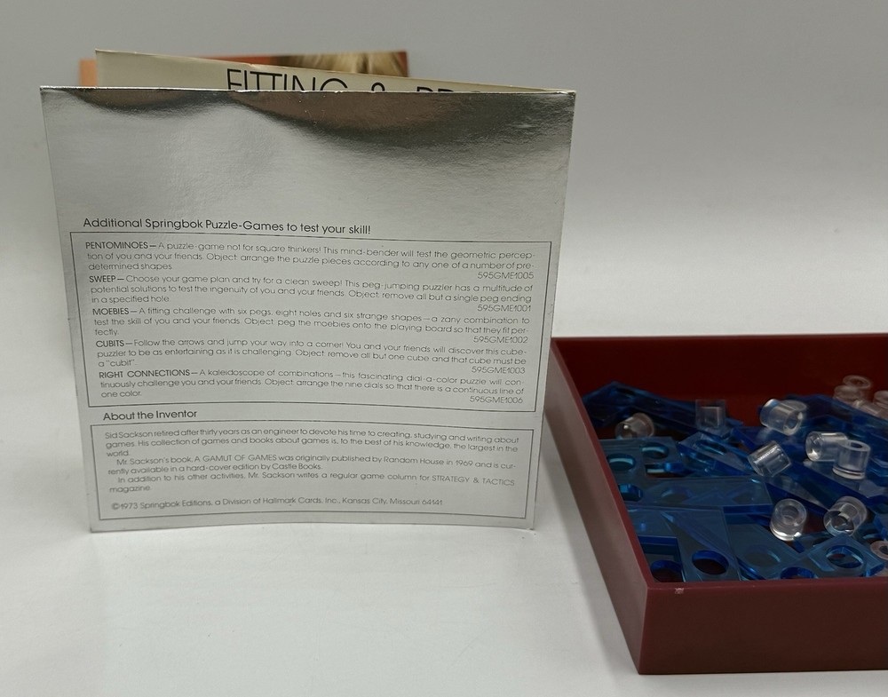 Sid Sackson Fitting & Proper Puzzle-Game 1973 Springbox - Hallmark Cards