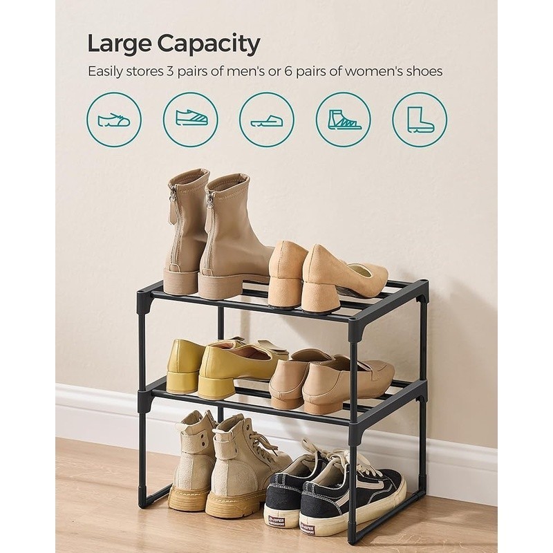 Versatile Shoe Organizer Easy Assembly Space Saving Durable Metal Shelf New