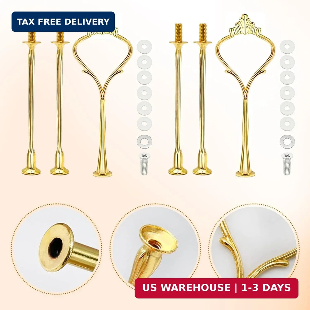 6 Sets Cake Tier Stacking Kit - 3 Tier Stand with Crown Type Cake Tray, Fruit Tr