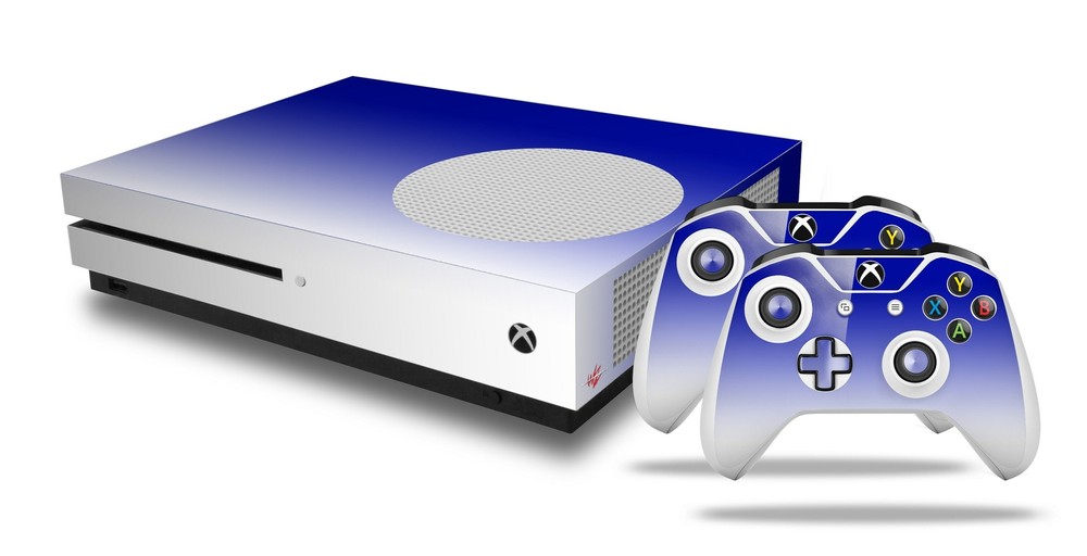 Skin XBOX One S Console Controller Smooth Fades White Blue