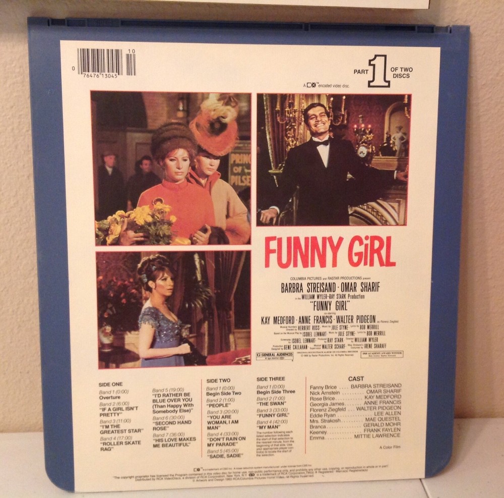 Funny Girl CED Capacitance Electronic Video Disk RCA 2 Disc Set 1983
