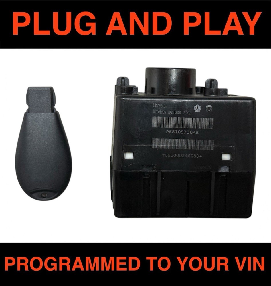 Dodge Chrysler Wireless Ignition Switch Module + Key 68105736 VIN PROGRAMMED