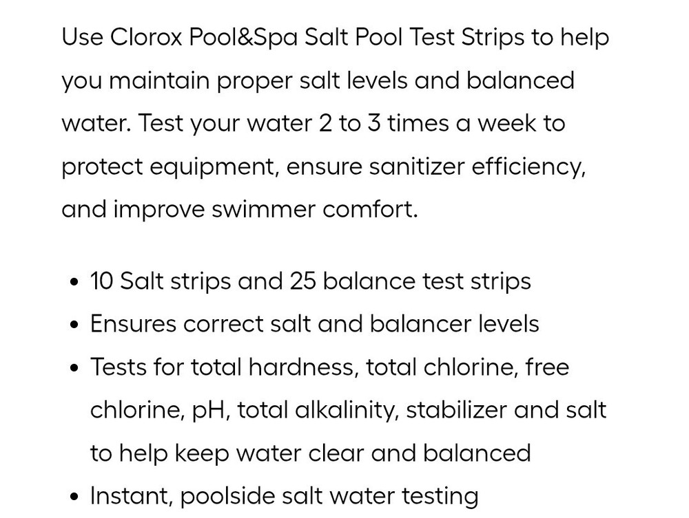 Clorox Pool & Spa Salt Pool Test Strips