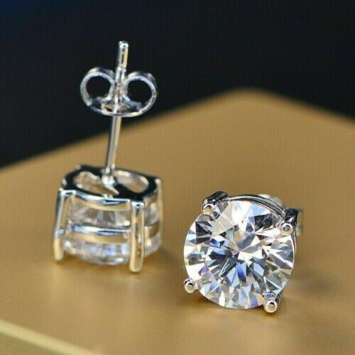 Stunning 5 Ct Certified White Diamond Solitaire Studs, Excellent Cut & Luster